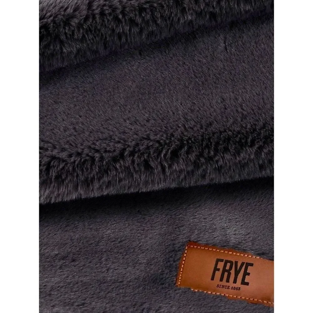 NEW FRYE FAUX FUR THROW Plush Blanket 60”x 70” Grey Cozy Comfy Machine Washable